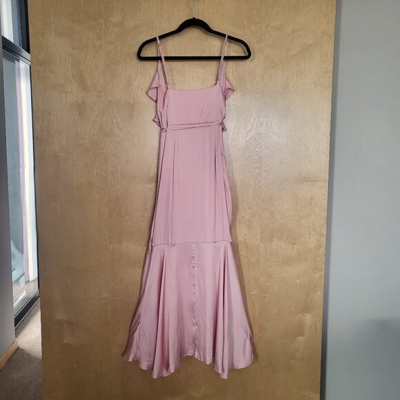 Lulus Glowing Arrival Blush Pink Ruffled Wrap Midi Dress - Picture 5 of 13